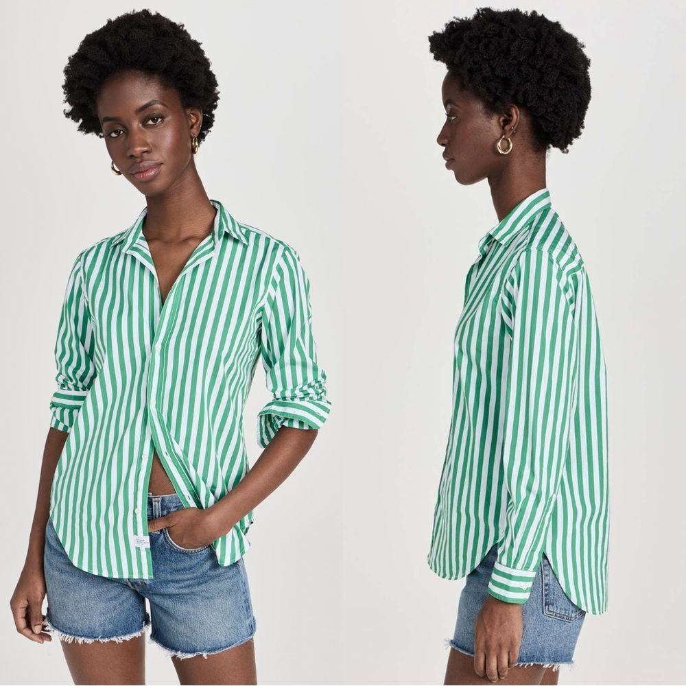 Frank & Eileen “Frank” Classic Fit Cotton button down shirt in green stripe